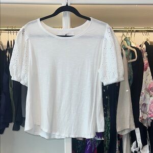 White puff sleeve eyelet top cupio size large